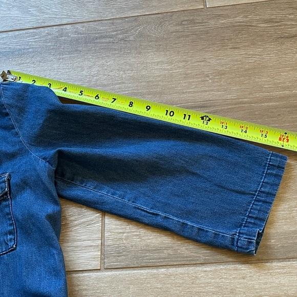 Zara 3/4 Sleeve Denim Shirt Raw Hem MEDIUM - Picture 6 of 6